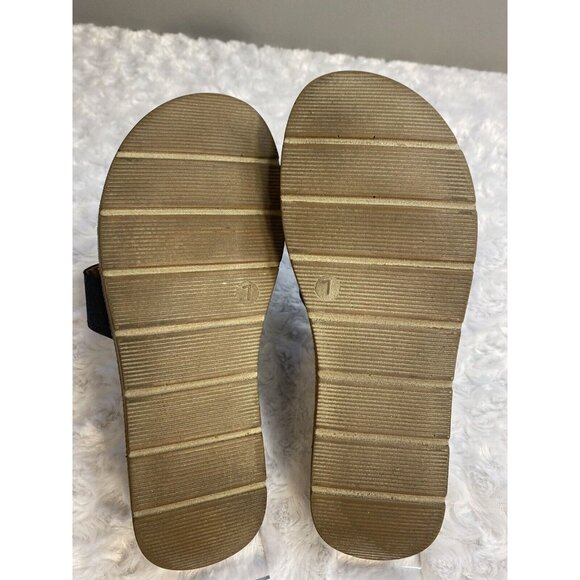 Corkys Flat Sandals Size 7 Black 3 Stretchy Straps Slip On Comfortable - Picture 3 of 6